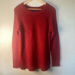 APT 9 Red Sparkle Knit Sweater Women’s Size Large Metallic Thread Crew $50 MRSP